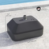 Outsunny Rectangular Plastic Fillable Patio Umbrella Base, Heavy Duty Outdoor Umbrella Stand Base, Filled Up to 53lbs with Stand or 44lbs with Water for Deck Poolside, Black(m-3)