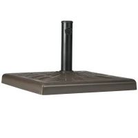 Outsunny 42lbs Resin Patio Umbrella Base, 20" Square Outdoor Umbrella Stand Holder for Parasol Poles 1.26", 1.5", and 1.9" Dia, Brown(m-8)