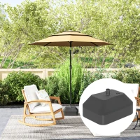 Outsunny Rectangular Plastic Fillable Patio Umbrella Base, Heavy Duty Outdoor Umbrella Stand Base, Filled Up to 53lbs with Stand or 44lbs with Water for Deck Poolside, Black(m-7)