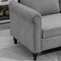 HOMCOM Vintage Loveseat, Upholstered Love Seat Furniture, Chenille-feel Fabric 2 Seater Sofa Couch with Rolled Arms, Gourd-Shaped Rubber Wood Legs for Living Room, Light Grey(m-9)