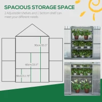 Outsunny 32" x 19" x 54" Garden Wood Cold Frame Greenhouse Flower Planter with Adjustable Shelves, Double Doors, Grey(m-5)