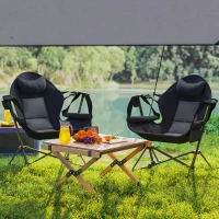 Outsunny Hammock Camping Chair Set of 2, Adjustable Back Folding Swinging Hammock Chair with Cup Holder and Padded Seat, Black(m-9)