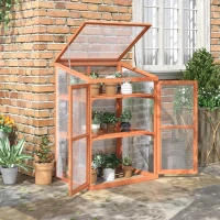 Outsunny Wooden Cold Frame Greenhouse Small Mini Planter Box, 30" L x 24" W x 44" H, Natural(m-10)