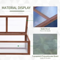 Outsunny Wooden Cold Frame Greenhouse, Mini Greenhouse with Polycarbonate Board and Solid Wood Frame, Green House Cold Frame, Indoor Outdoor Terrarium Planter Box, 39" x 26" x 16", Natural(m-5)