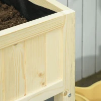 Outsunny Raised Garden Bed Elevated Wooden Planter Box with Space-Saving Folding Design, Drainage Holes, & Inner Liner for Vegetable Fruit Herb Grow(m-9)