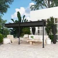 Outsunny 10' x 20' Metal Retractable Pergola Canopy with Sidewalls, Outdoor Gazebo UPF30+ Sun Shade Shelter for Garden, Deck(m-10)