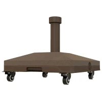 Outsunny Square Parasol Base, Portable Umbrella Stand with Wheels, Water or Sand Filled, for Φ0.75", Φ1.5" Poles, Brown(m-2)