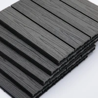 Outsunny WPC Interlocking Deck Tiles, 11 Pack 12" x 12" Outdoor Tiles, Tools Free Assembly, Waterproof and Non-slip Patio Flooring, Grey(m-9)