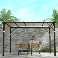 Outsunny 2 Pcs Pergola Replacement Canopy, UV Protection Pergola Shade Cover, Easy to Install, for 10 x 10ft Pergola, Cream White(m-8)