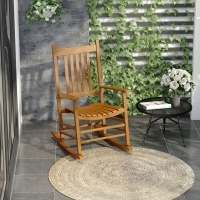 Outsunny Wooden Porch Rocking Chair Outdoor Patio Rocker Garden Single Leisure Reclining Seat Armchair Natural