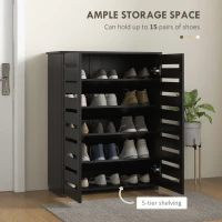 HOMCOM Shoe Storage Cabinet, Shoe Cabinet with 2 Slatted Doors for 15 Pairs of Shoes, Black(m-4)