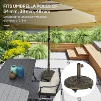 Outsunny Round Patio Umbrella Base, 46 lbs Resin Umbrella Base with Wheels, Outdoor Umbrella Stand for 1.3"/1.5"/1.9" Umbrella Poles for Outdoor, Lawn, Poolside, Bronze(m-4)