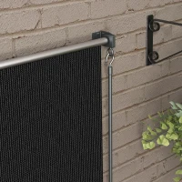 Outsunny 6' x 6' Patio Door Blinds, Outdoor Roller Shades, Cordless Roll Up Shade for Porch Gazebo, Black(m-9)