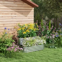 Outsunny 4'x3'x1' Outdoor Raised Garden Bed, 2-Tier Galvanized Planter Box with Safety Edging for Vegetable, Flower, Fruit(m-8)