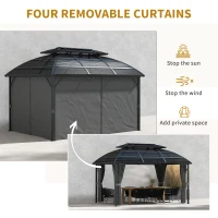 Outsunny 13' x 10' Patio Gazebo, Double Roof Outdoor Gazebo Canopy Shelter with Curtains and Aluminium Frame for Garden, Black(m-6)