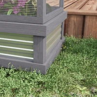 Outsunny Raised Garden Flower Bed Kit w/ Greenhouse, Wooden Cold Frame Planter, Gray(m-9)
