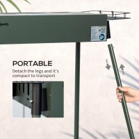 Outsunny Portable BBQ Grill, Charcoal Grill with Side Seasoning Baskets, Hooks and Nets for Outdoor, Picnic, Camping, Dark Green(m-7)