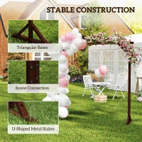 Outsunny 7FT Rectangular Wooden Wedding Arch with Triangular Base, Ground Stakes for Ceremony, Garden, Birthday, Dark Brown(m-6)