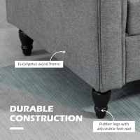 HOMCOM Vintage Loveseat, Upholstered Love Seat Furniture, Chenille-feel Fabric 2 Seater Sofa Couch with Rolled Arms, Gourd-Shaped Rubber Wood Legs for Living Room, Light Grey(m-5)