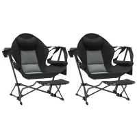Outsunny Hammock Camping Chair Set of 2, Adjustable Back Folding Swinging Hammock Chair with Cup Holder and Padded Seat(m-2)