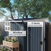 Outsunny 4' x 6' Outdoor Storage Shed, Metal Garden Shed with Window, 2 Vents and Lockable Door for Backyard, Garden, Patio(m-4)