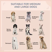 PawHut Outdoor Dog Bed with Canopy, Rattan Dog Bed with Soft Cushion Removable Cover for Medium and Large Dogs, Cream White(m-7)