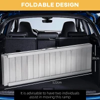 HOMCOM 4ft Textured Aluminum Folding Wheelchair Ramp, Portable Threshold Ramp, for Scooter Steps Home Stairs Doorways(m-6)