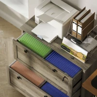 HOMCOM 2 Drawer File Cabinet, Lockable Filing Cabinet with Adjustable Hanging Bar for Letter, A4 Size, Weathered Grey Oak(m-10)