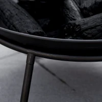 Outsunny Fire Pit with Poker, Garden Fire Brazier Patio Heater Log Wood Burner for Outdoor Camping Bonfire, Black(m-9)