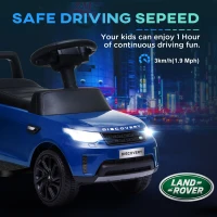 Qaba 2 in 1 6V Land Rover Licensed Electric Car for Kids, Sliding Car with Music Horn Headlights, for 18-60 Months Blue(m-7)