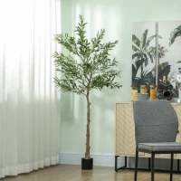 HOMCOM 6ft Artificial Olive Tree in Pot with Silk Leaves, Fruits, Faux Tree, Indoor Fake Plant for Home, Office, Living Room(m-10)