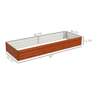 Outsunny 95" x 36" x 12" Galvanized Raised Garden Bed, Easy DIY and Cleaning for Growing Flowers, Herbs, Succulents, Natural Wood(m-3)