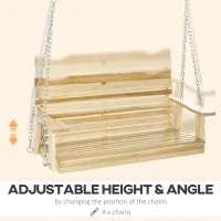 Outsunny 2-Seater Porch Swing, Patio Swing Bench with Adjustable Hanging Chains for Deck, Patio, Garden, Backyard, Natural Wood(m-5)