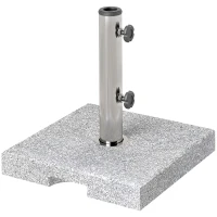 Outsunny 46 lbs Granite Square Patio Umbrella Base, Outdoor Umbrella Stand with Handles 2 Adjustable Knobs, Heavy Duty Patio Umbrella Stand for Garden Deck Poolside, Grey(m-11)