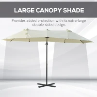 Outsunny Outdoor Patio Umbrella Offset Cantilever Umbrella with Twin Canopy Sunshade Umbrella with Lift Beige(m-4)
