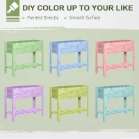 Outsunny Raised Garden Bed with Legs, Elevated Box Planter with Storage Shelf, Bed Liner for Backyard Patio, Natural Wood(m-7)