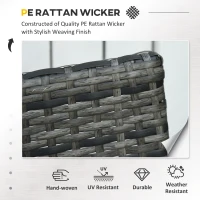 Outsunny 3 Pieces Wicker Patio Furniture Set, Rattan Bistro Set with Glass Top Coffee Table and Cushions, Outdoor Conversation Set for Garden, Porch, Balcony, Grey(m-4)