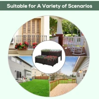 Outsunny 4 Piece Raised Garden Bed PP Raised Flower Bed Vegetable Herb Grow Box Stand Brown(m-5)