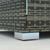 Outsunny 3 Seater Wicker Outdoor Couch Patio Sofa with Storage, Thickened Cushions and Wide Armrests for Porch Yard, Gray(m-9)