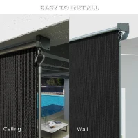 Outsunny 8' x 6' Patio Door Blinds, Outdoor Roller Shades, Cordless Roll Up Shade for Porch Gazebo, Black(m-5)