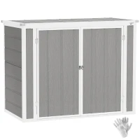 Outsunny 4.7 x 2.5FT Outdoor Horizontal Storage Shed, Lockable Trash Can Storage with Chain Lid, Gray(m-11)