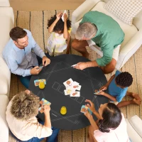 Soozier Poker Mat Texas Hold'em Poker Table Top with Non-Slip Bottom Black(m-10)