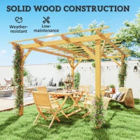 Outsunny 10' x 13' Wood Pergola, Outdoor Gazebo Grape Trellis for Climbing Plant Support, Garden, Patio, Backyard, Nature Wood(m-4)