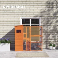 PawHut 76" Catio Outdoor Cat Enclosure with Cat Condo, Jumping Platforms, Ladder, Ramps, Hammock for 2-3 Indoor Cats, Orange(m-6)