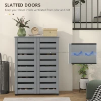 HOMCOM Shoe Storage Cabinet, Shoe Cabinet with 2 Slatted Doors for 15 Pairs of Shoes, Dark Grey(m-5)