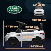 Qaba 2 in 1 6V Land Rover Licensed Electric Car for Kids, Sliding Car with Music Horn Headlights, for 18-60 Months White(m-3)