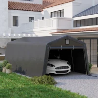 Outsunny 11' x 20' Portable Garage, Heavy Duty Carport Canopy with Ventilation Windows and Large Roll-up Door, Dark Grey(m-10)