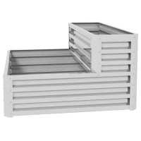 Outsunny 2 Tier Galvanized Raised Garden Bed, Steel Planter Box for Vegetables, Flowers, Herbs, 47" x 40" x 23", Silver(m-10)
