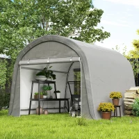 Outsunny 10' x 10' Outdoor Storage Tent, Heavy Duty and Waterproof Portable Shed for Bike, Motorcycle & Garden Tools, Light Grey(m-8)