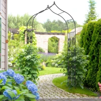 Outsunny 8.7FT Garden Arch Trellis, Outdoor Wedding Arbor for Ceremony with Scrollwork Design for Climbing Roses, Vines and Plants(m-8)
